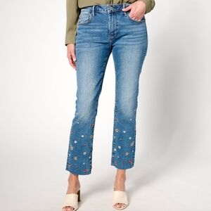 Driftwood NWT Collette Embroidered Crop Straight Jean in Prairie
